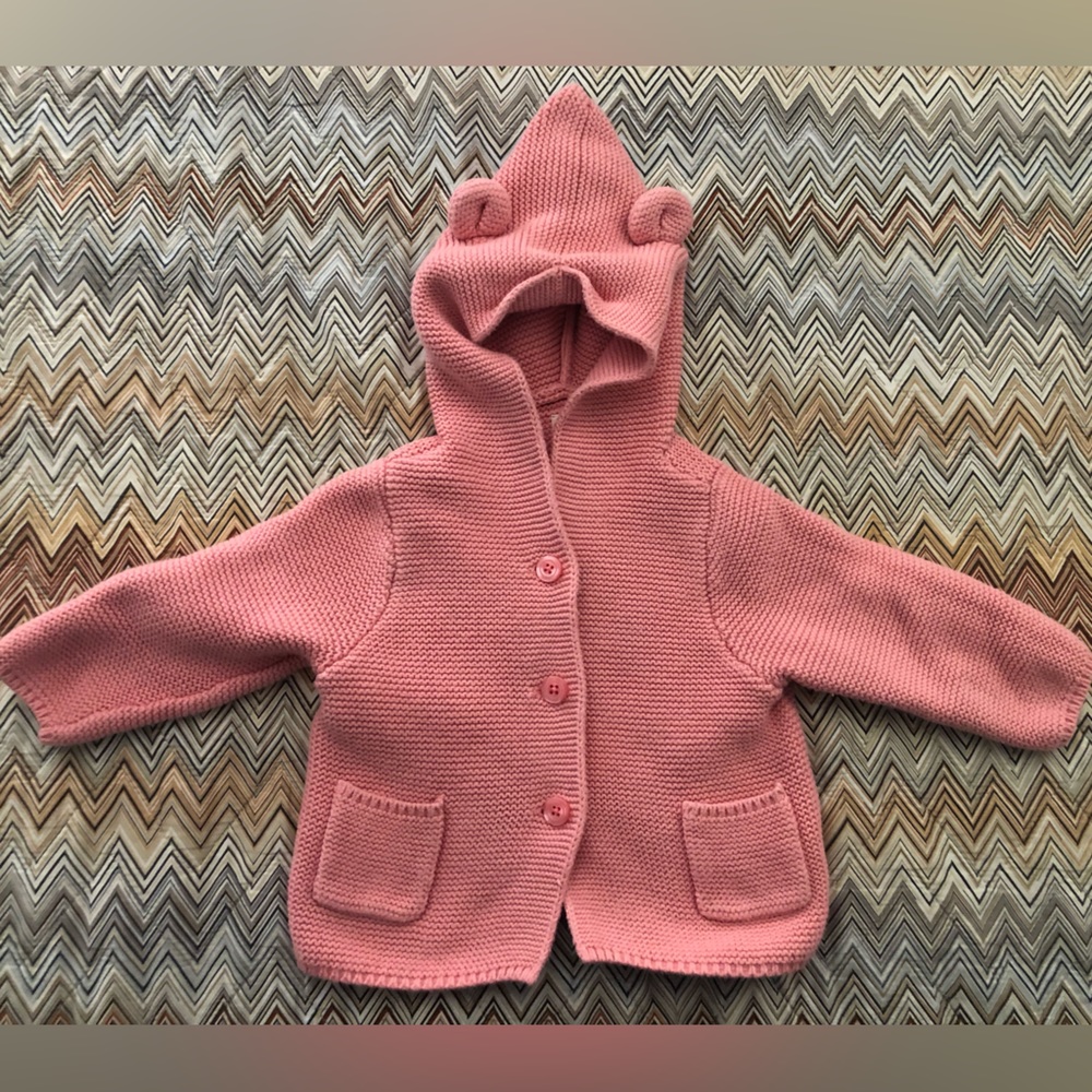 Baby Gap 6-12 month knit hooded sweater Baby Bear